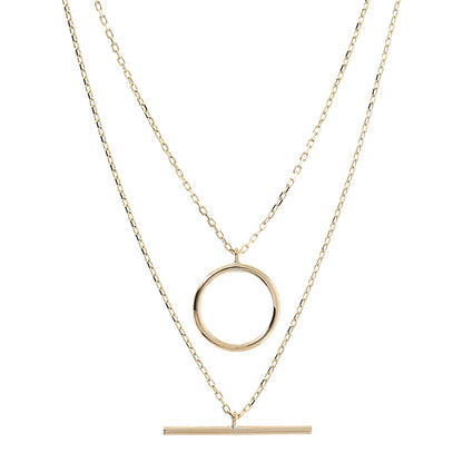 Circle &amp; T-bar Double Necklace