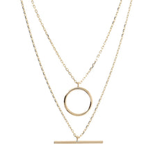 Load image into Gallery viewer, Circle &amp; T-bar Double Necklace
