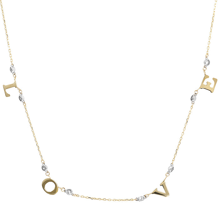 Rocks Two Tone 'Love'  Necklace