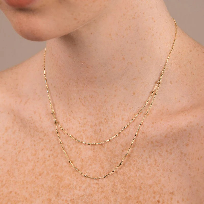 Double Beaded Detail Chain Necklace