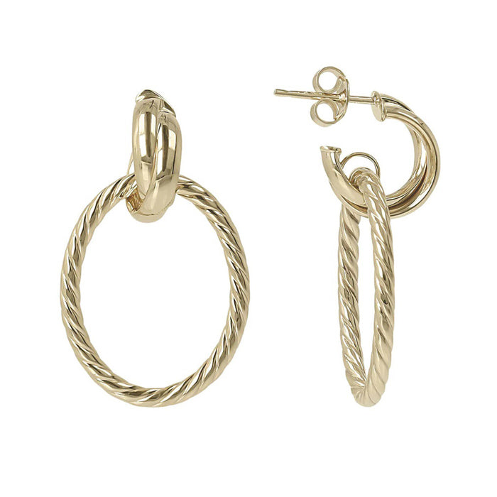 Twisted Drop Hoop Link Earrings