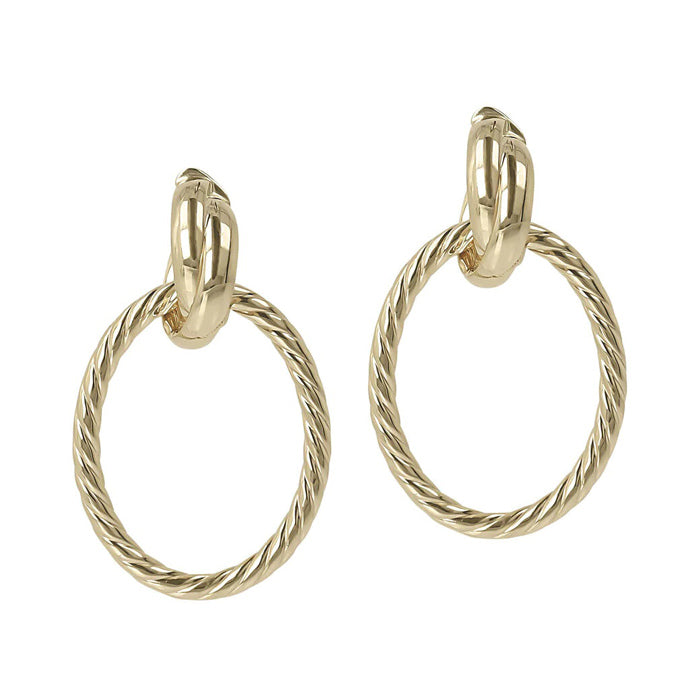 Twisted Drop Hoop Link Earrings