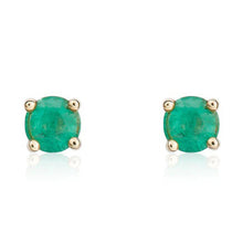 Load image into Gallery viewer, Rocks Emerald Solitaire Stud Earrings
