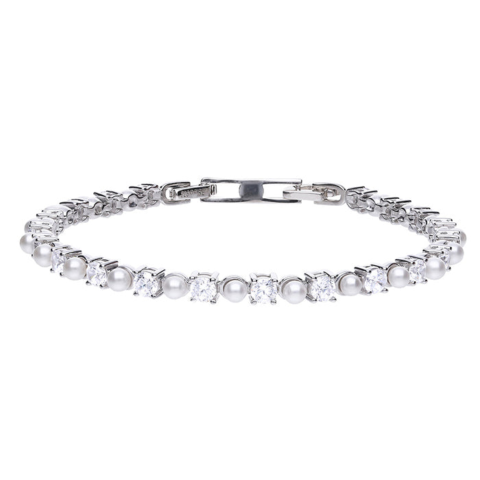 Pearl &amp; Zirconia Tennis Bracelet