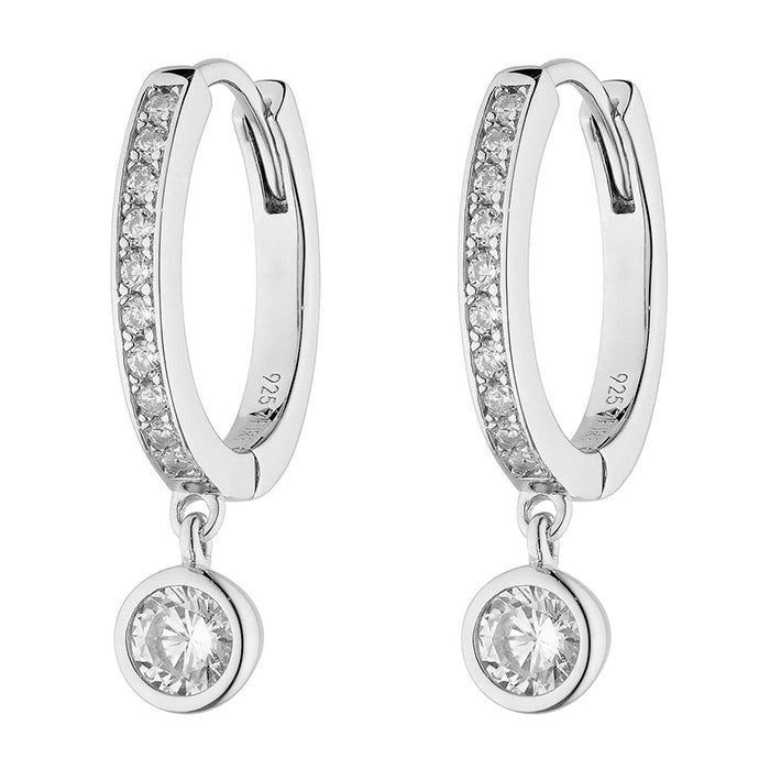 DiamonFire Pave Hoop Earrings with Bezel Set Zirconia