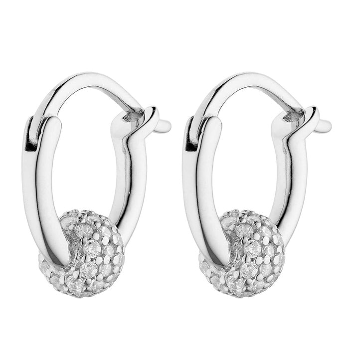 DiamonFire Creole Hoop Earrings &amp; Pave Zirconia Balls