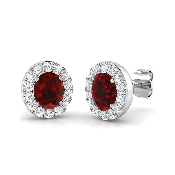 Rocks Ruby &amp; Diamond Cluster Stud Earrings