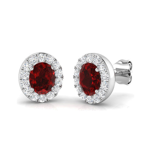Rocks Ruby & Diamond Cluster Stud Earrings