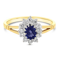Sapphire Coloured Cluster Ring
