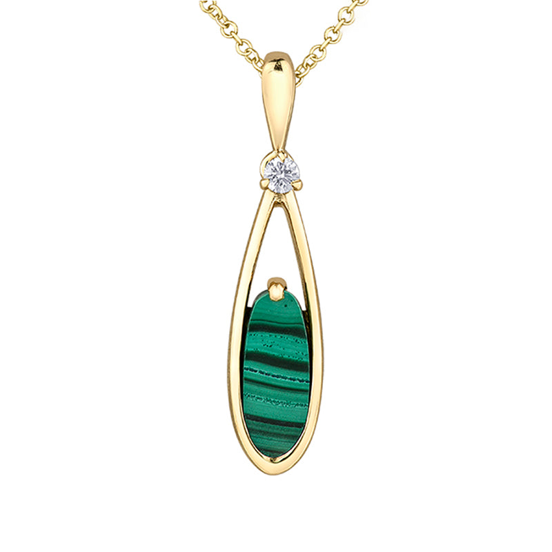 Malachite &amp; Diamond Pendant