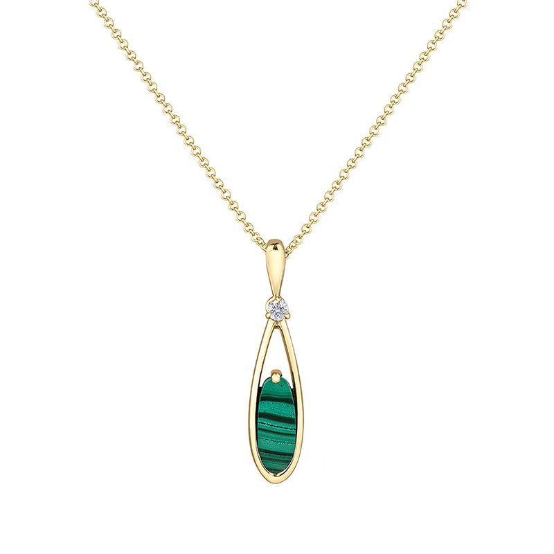 Malachite &amp; Diamond Pendant