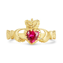 Load image into Gallery viewer, Rocks Ruby Claddagh Ring