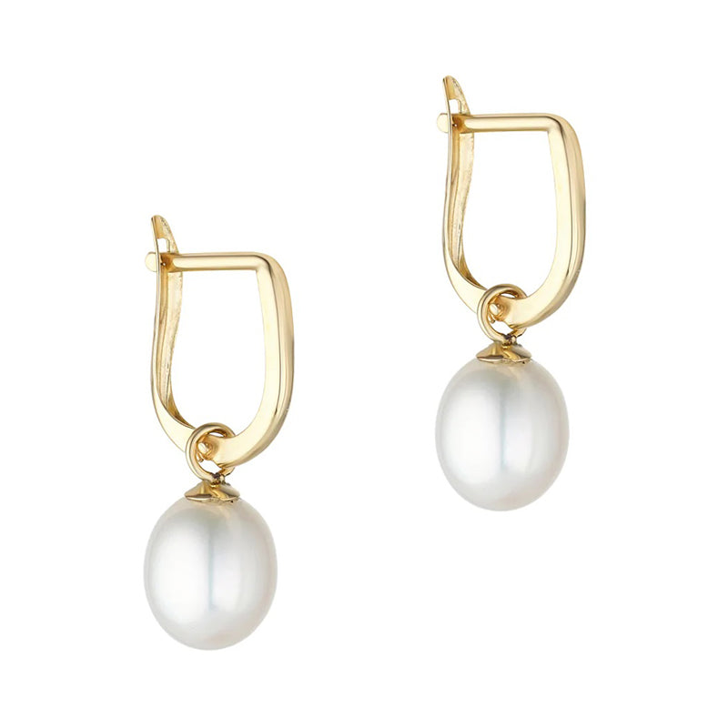 Huggie Hoop & Pearl Drop Earrings