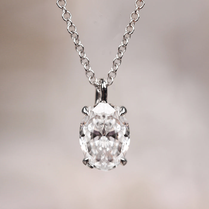 Rocks Oval Solitaire Diamond Pendant - 1.05ct - Laboratory Grown