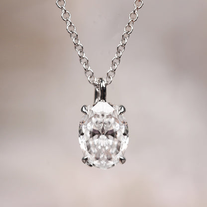 Rocks Oval Solitaire Diamond Pendant - 1.05ct - Laboratory Grown