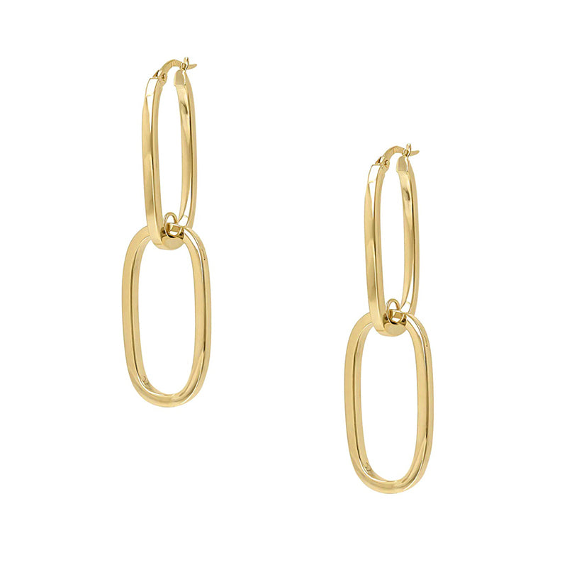 Rocks Double Oval Link Drop Earrings