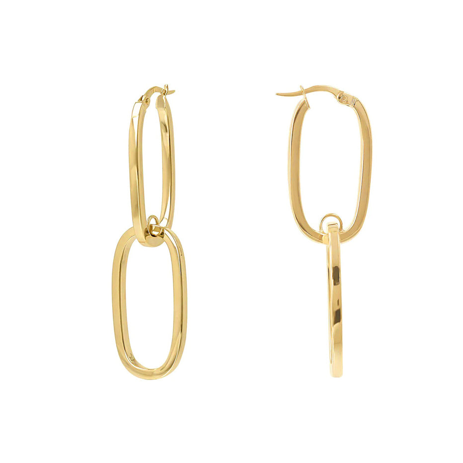 Rocks Double Oval Link Drop Earrings