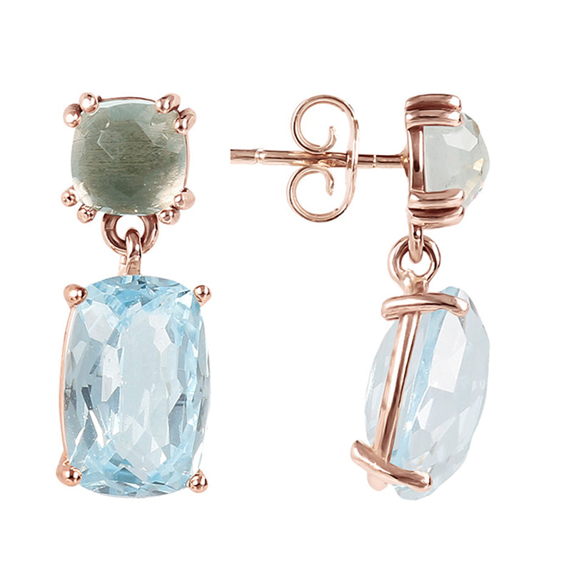 Green Amethyst &amp; Blue Topaz Drop Earrings