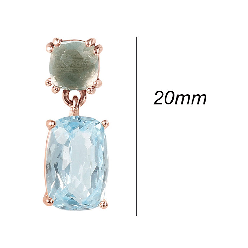 Green Amethyst &amp; Blue Topaz Drop Earrings