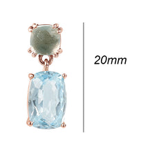Load image into Gallery viewer, Green Amethyst &amp; Blue Topaz Drop Earrings