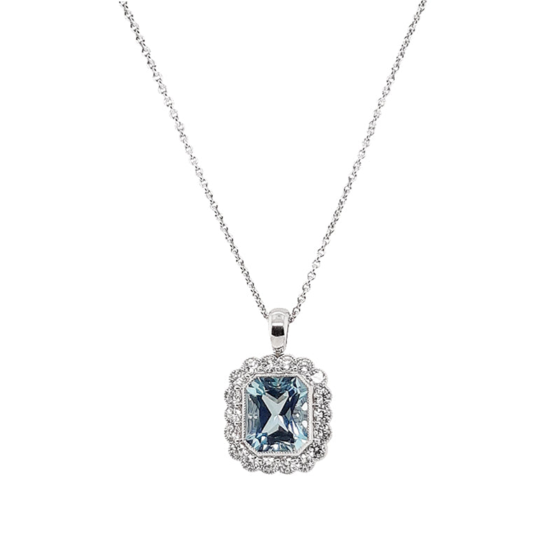 Rocks Aquamarine &amp; Diamond Pendant