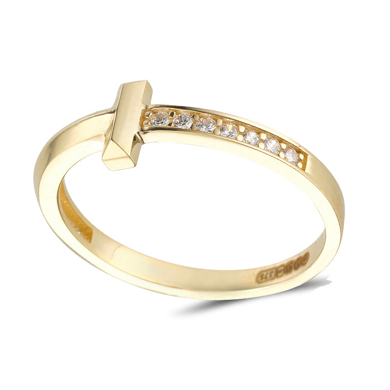 White Stone T-Bar Ring