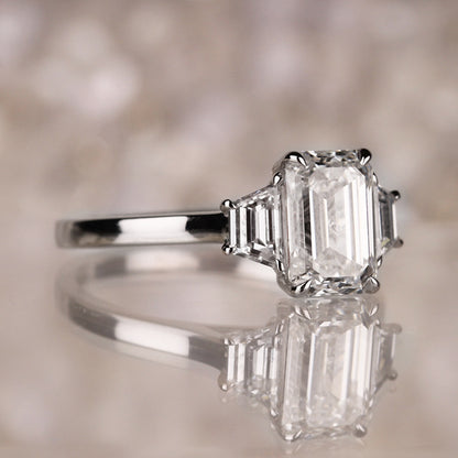 Emerald Cut Three Stone Engagement Ring 2.37ct