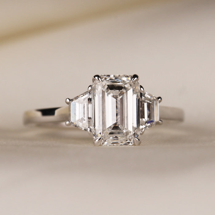 Emerald Cut Three Stone Engagement Ring 2.37ct