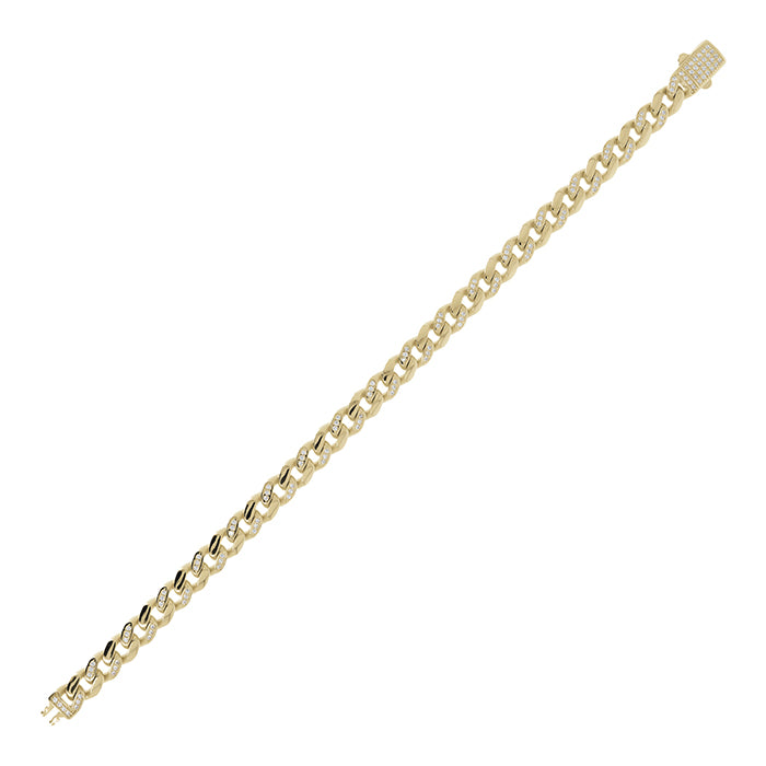 White Stone Padlock Curb Chain Bracelet