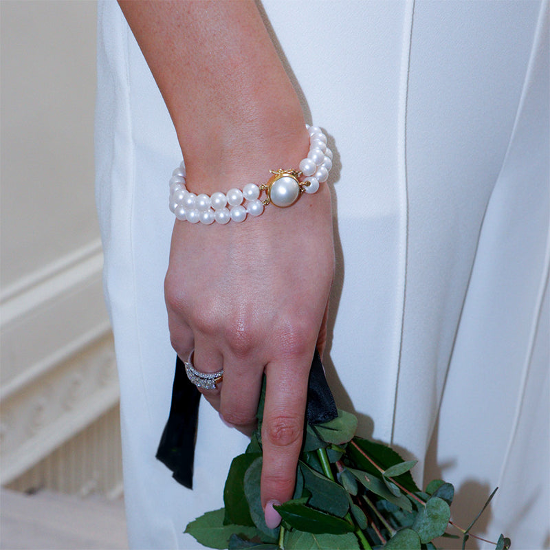 Double Row Pearl Bracelet with Mab&amp;eacute; Clasp