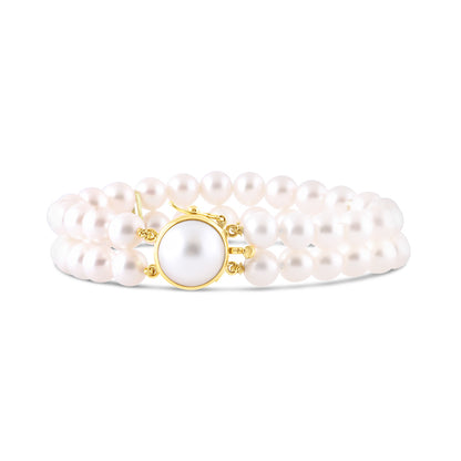 Double Row Pearl Bracelet with Mab&amp;eacute; Clasp