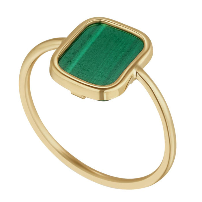 Rectangular Malachite Disc Ring