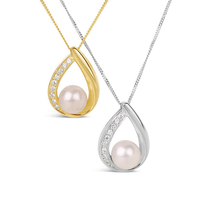 Rocks Diamond &amp; Freshwater Pearl Pendant