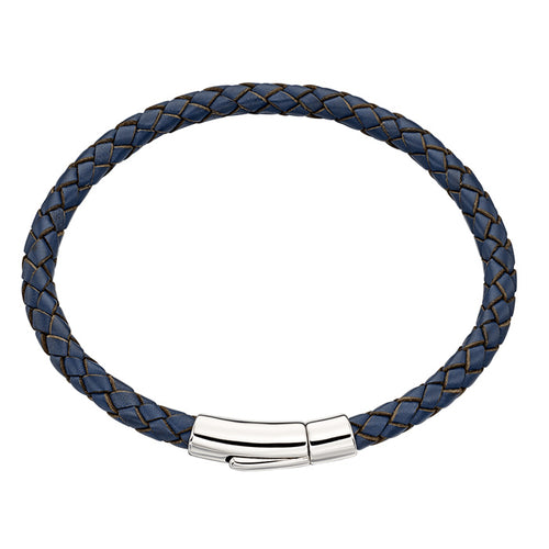 Reed Navy Leather Braided Bracelet