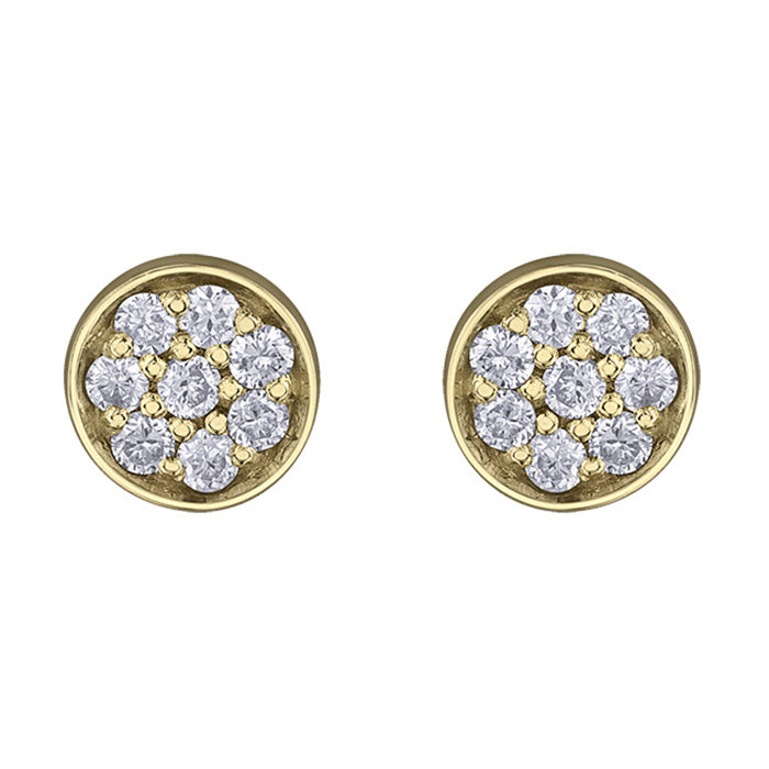 Diamond Disc Stud Earrings