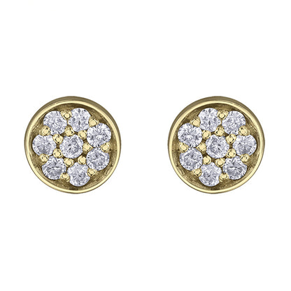 Diamond Disc Stud Earrings