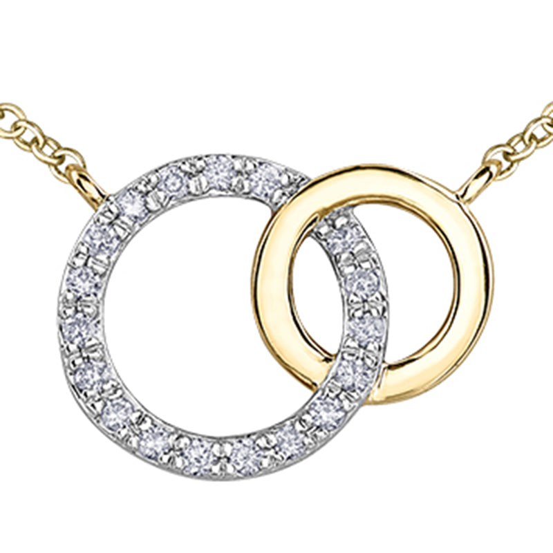 Two Tone Diamond Interlocking Circle Necklace