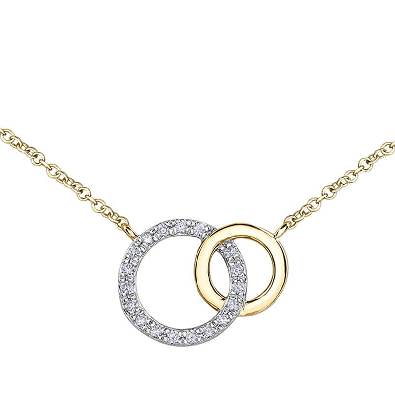 Two Tone Diamond Interlocking Circle Necklace