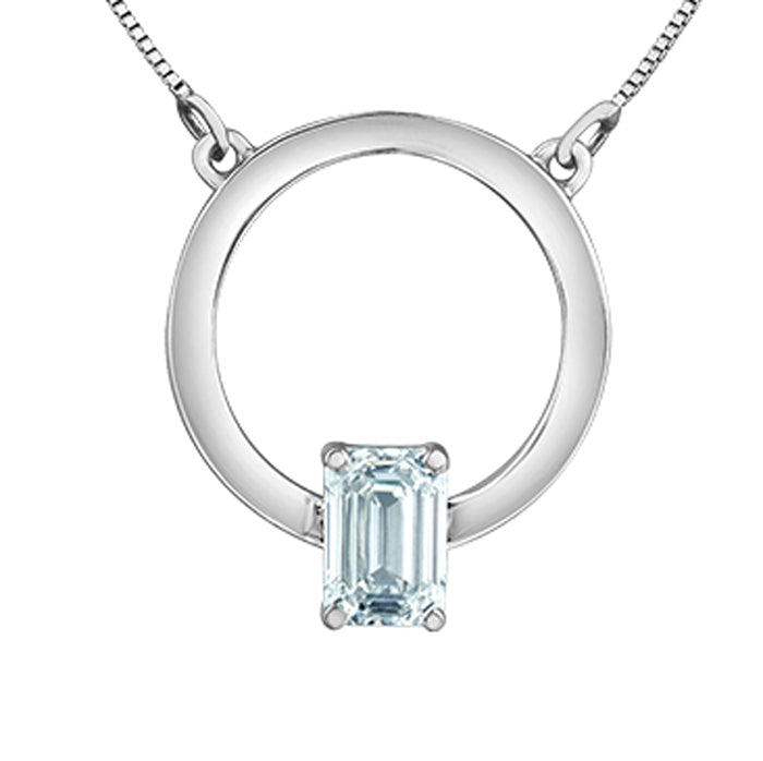 Open Circle Emerald Cut Diamond Pendant 0.51ct