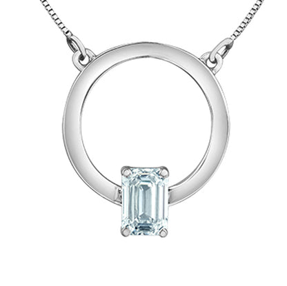 Open Circle Emerald Cut Diamond Pendant 0.51ct