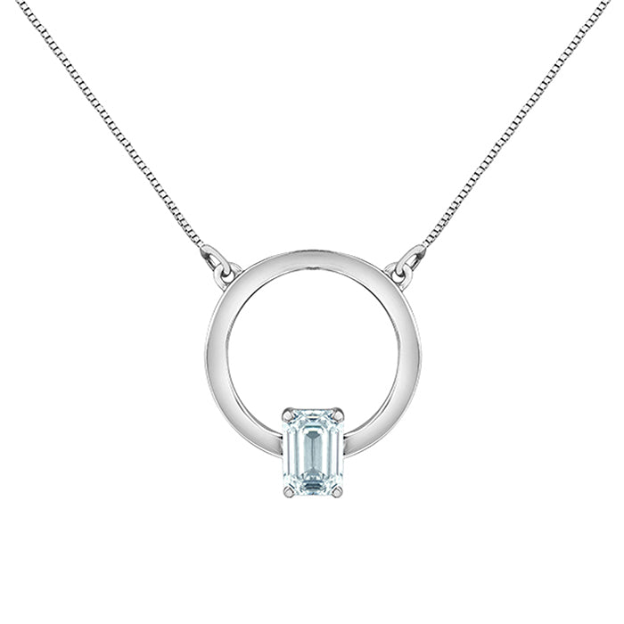 Open Circle Emerald Cut Diamond Pendant 0.51ct