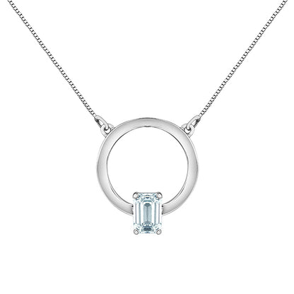 Open Circle Emerald Cut Diamond Pendant 0.51ct