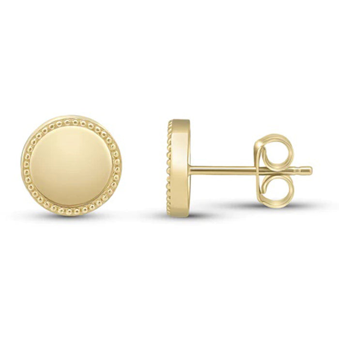 Beaded Edge Circle Stud Earrings