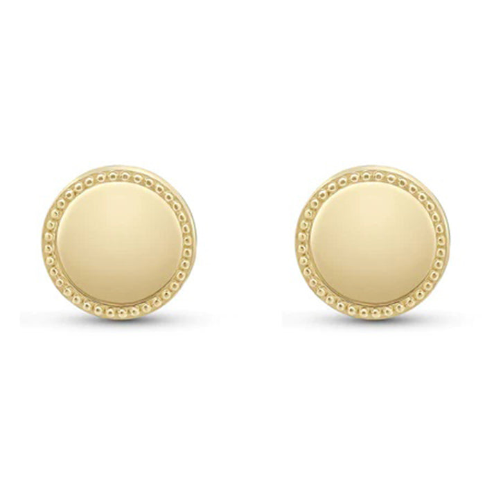 Beaded Edge Circle Stud Earrings