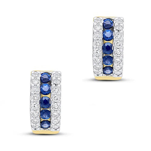 Rocks Sapphire & Diamond Huggie Hoop Earrings