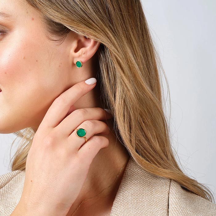 Round Malachite Disc Ring