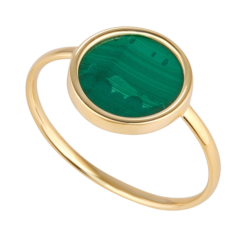 Round Malachite Disc Ring