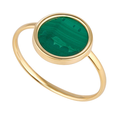 Round Malachite Disc Ring