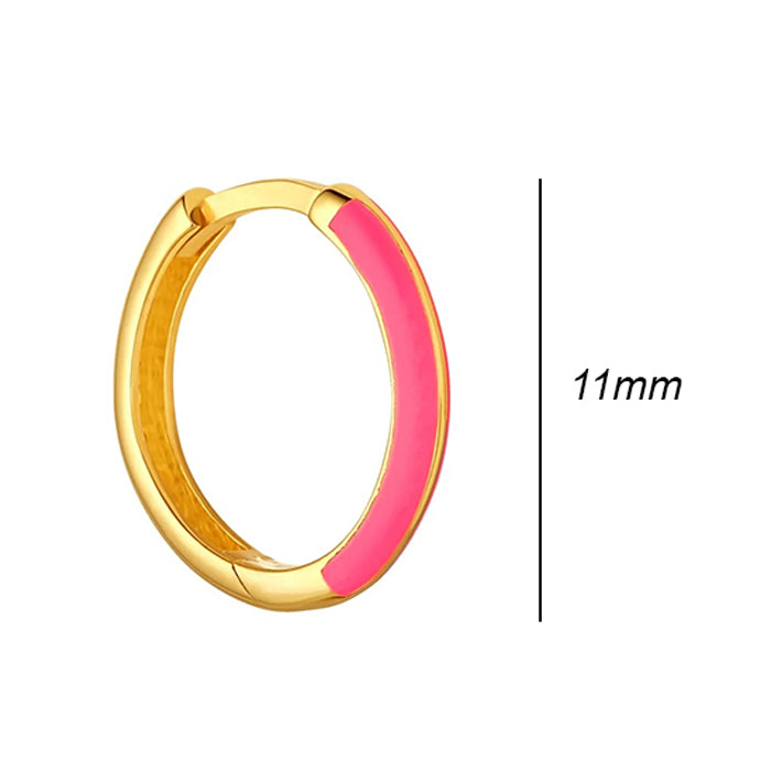 Rocks Neon Pink Huggie Hoop Earrings