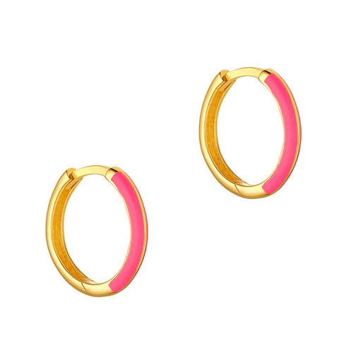 Rocks Neon Pink Huggie Hoop Earrings